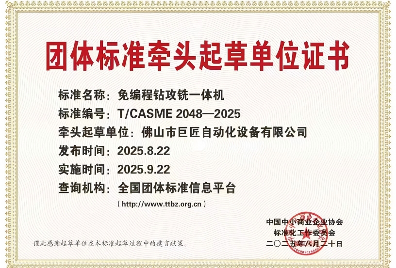 团体标准牵头起草单位证书